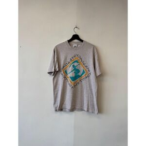 Vintage Instinct Surf Shirt Mens Large Gray Surfing Sports Graphic‎ Made USA 80s